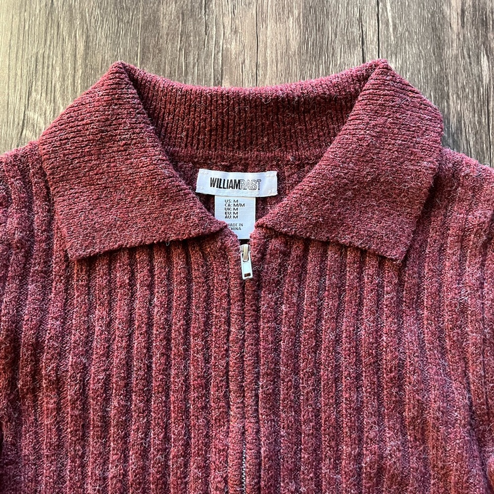William Rast Collared Zip Up Ribbed Crop Sweater Sz M - Picture 2 of 4